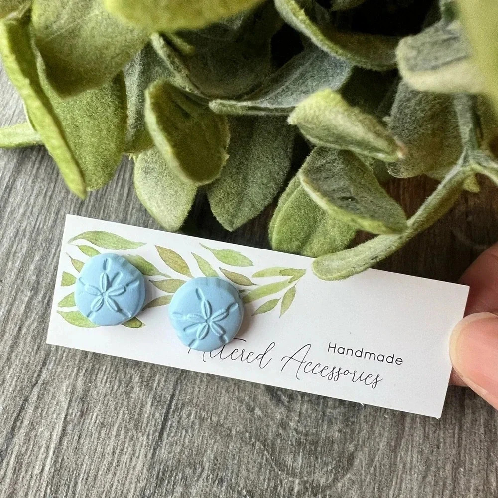 Handmade- Small Sand Dollar Studs